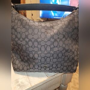 Large COACH Black Signature Jacquard Hobo bag with long crossbody strap